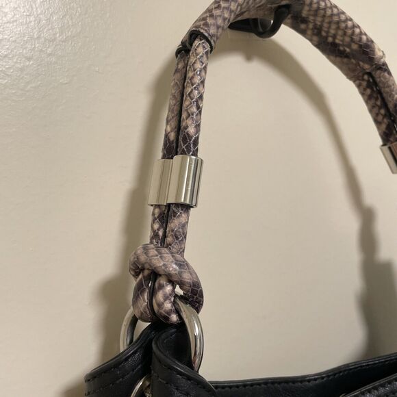 MICHAEL KORS Isabel Large Convertible Shoulder Bag Black Leather Snake Skin  - Picture 5 of 14